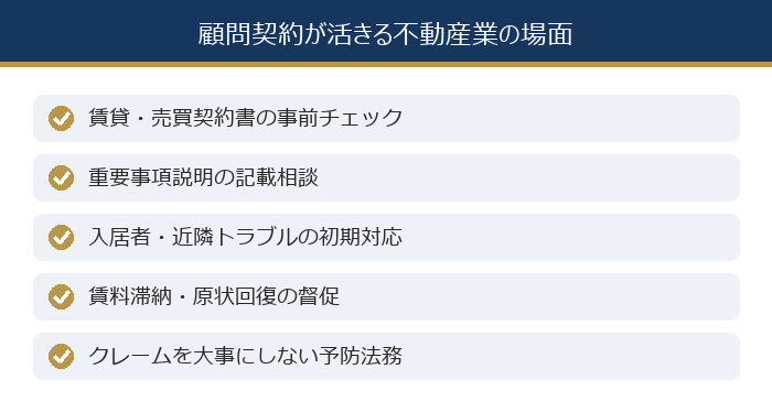 顧問契約が活きる不動産業の場面