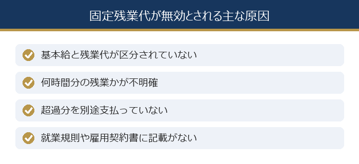 固定残業代が無効とされる主な原因