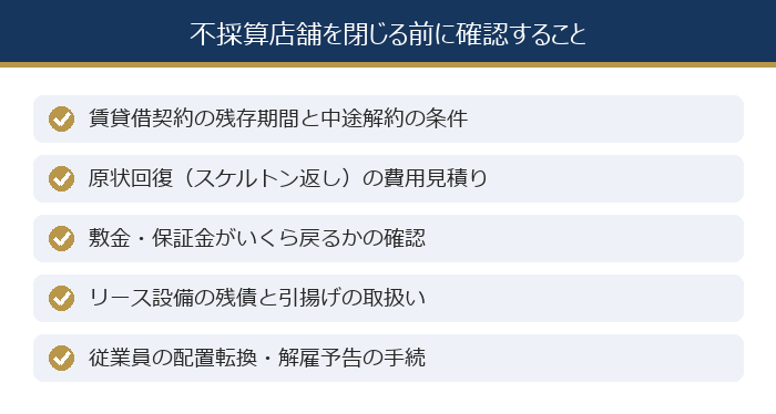 不採算店舗を閉じる前に確認すること