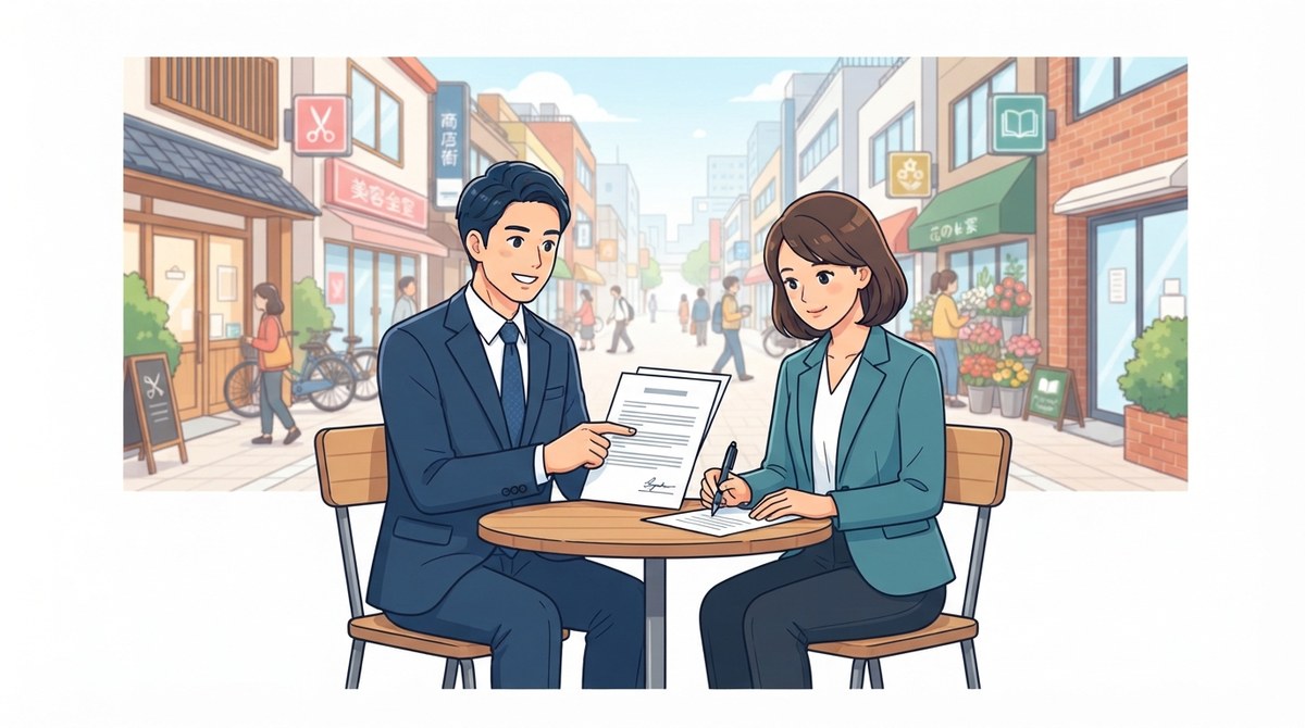 サービス業の利用規約と契約書について弁護士が店舗経営者に助言するイメージ
