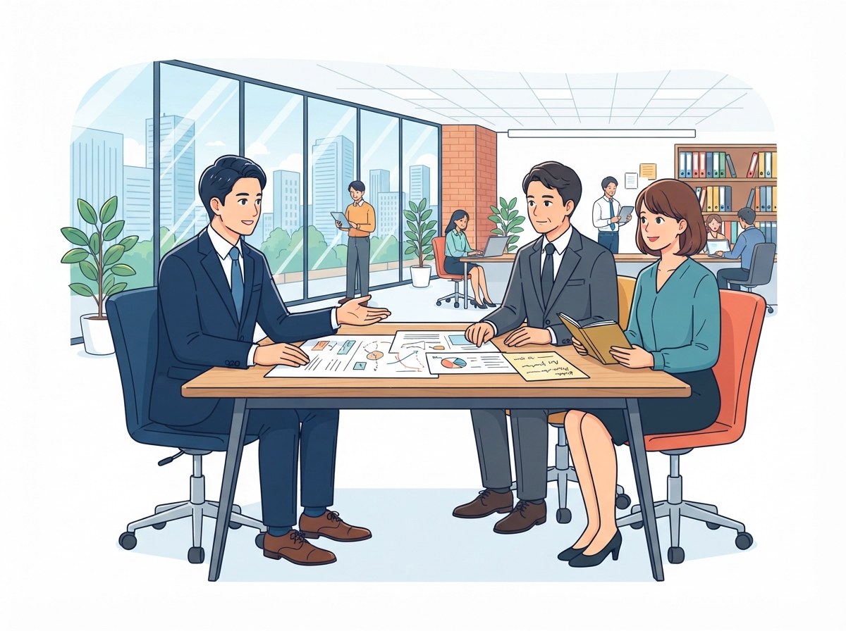 弁護士が経営者と人事担当者に試用期間中の能力不足への対応を助言する様子